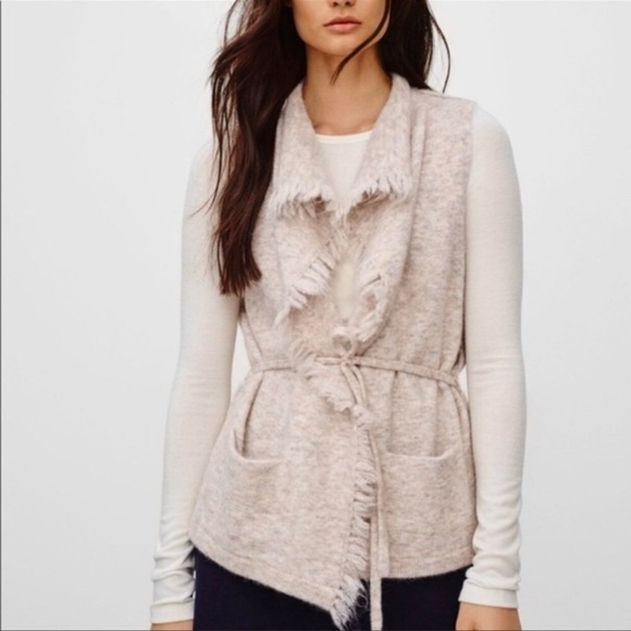 Aritzia Jackets & Blazers - Aritzia Wilfred Free Fei Fei Vest Fringe Wool Alpaca Belted Cardigan Vest